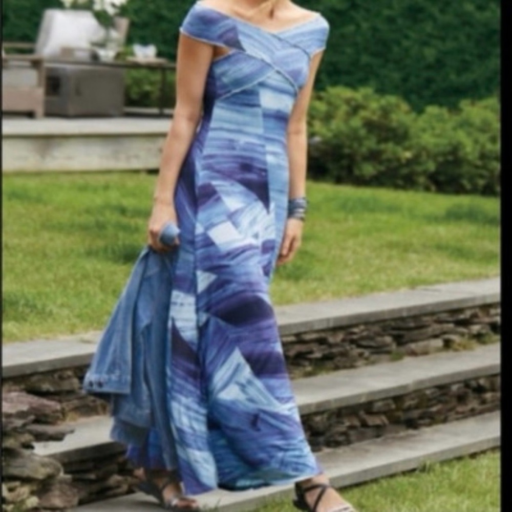 Soft Surroundings Delphinum Maxi Dress  - Off the Shoulder Style - XL